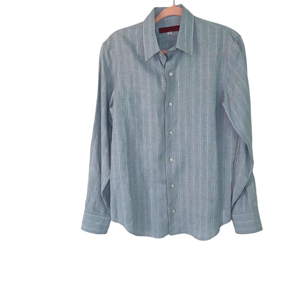 Envelop Striped Shirt Mens Blue Size Small Button Front Cotton Made In Canada